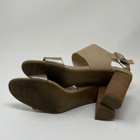 Franco Sarto Tan & Gold Leather Stacked Heels - Picture 3 of 8